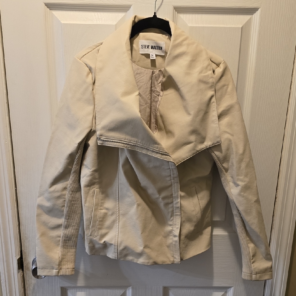 Steve Madden Women's Tan Cream Faux Leather Jacket